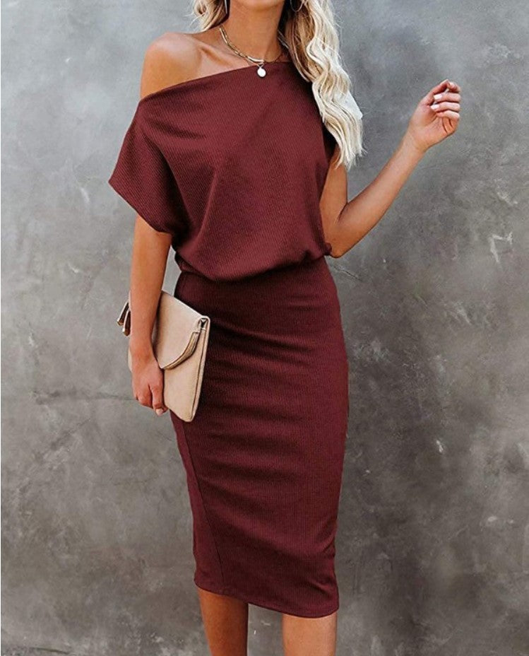 Iselin™ – Effen jurk met korte mouwen