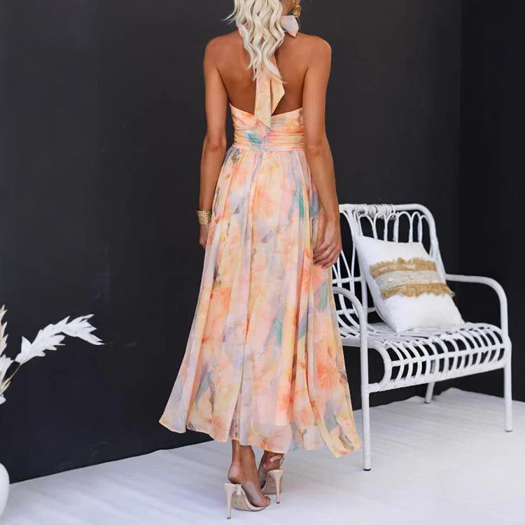Yenthe™ | Halterjurk met aquarelprint