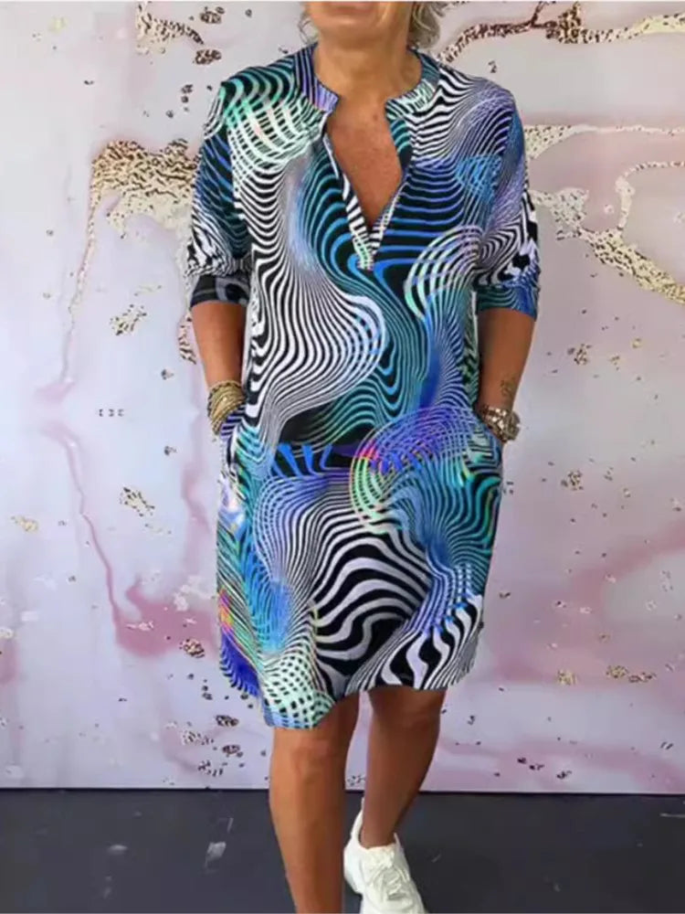 Print Casual V-Hals Zomerjurk