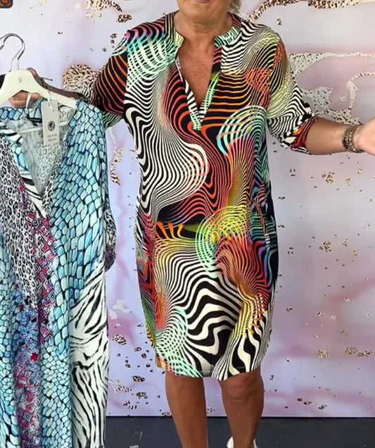 Print Casual V-Hals Zomerjurk