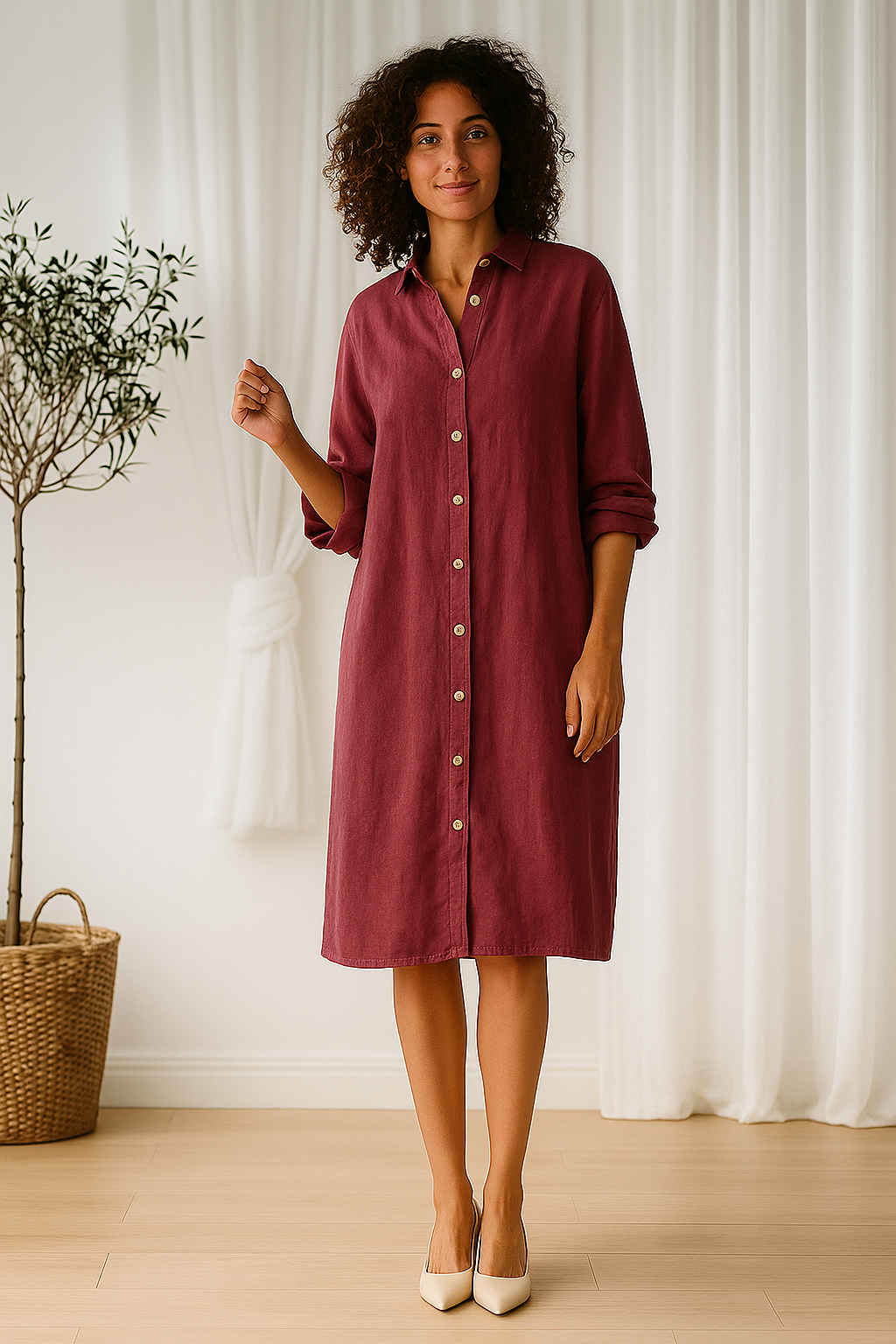 Lotte™ | Linnen Midi-jurk